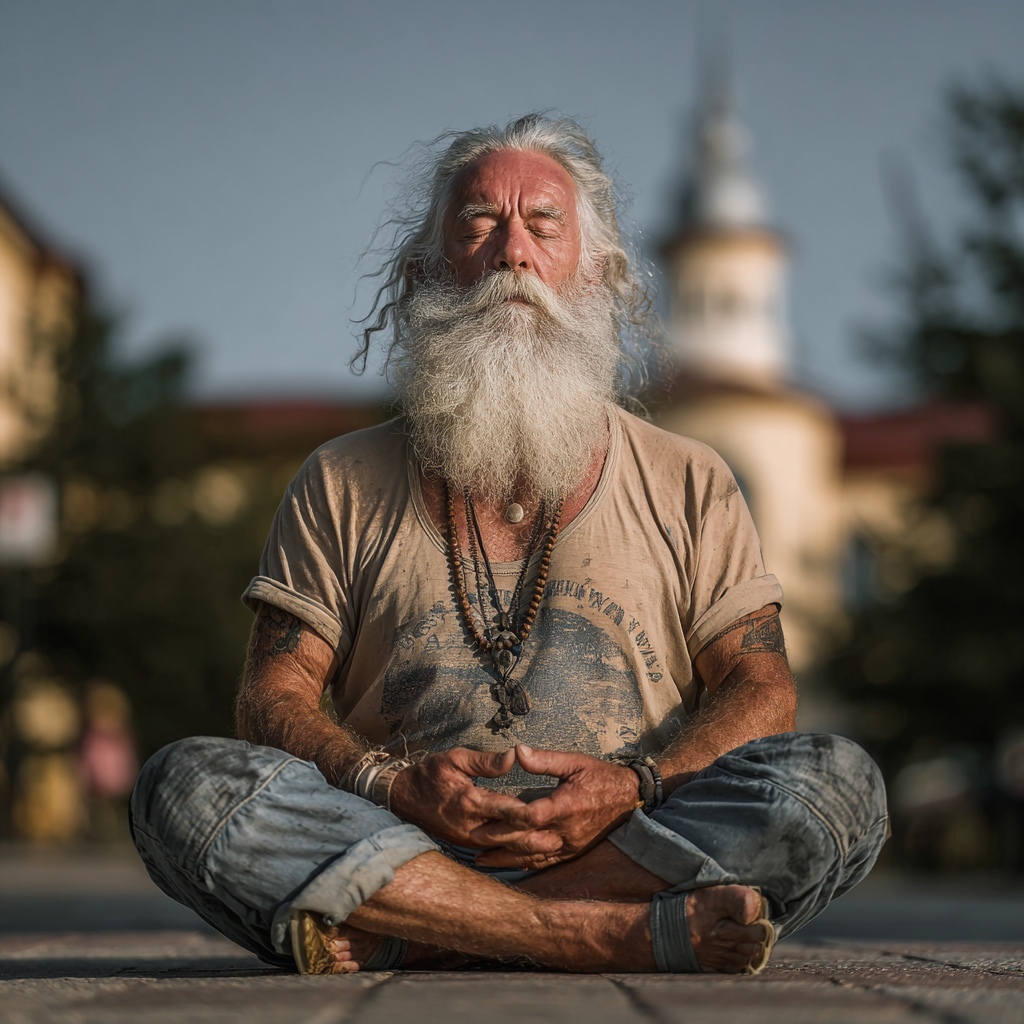 Senior practicând yoga
